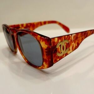 Chanel Tortoise Sunglasses Quilted Arm